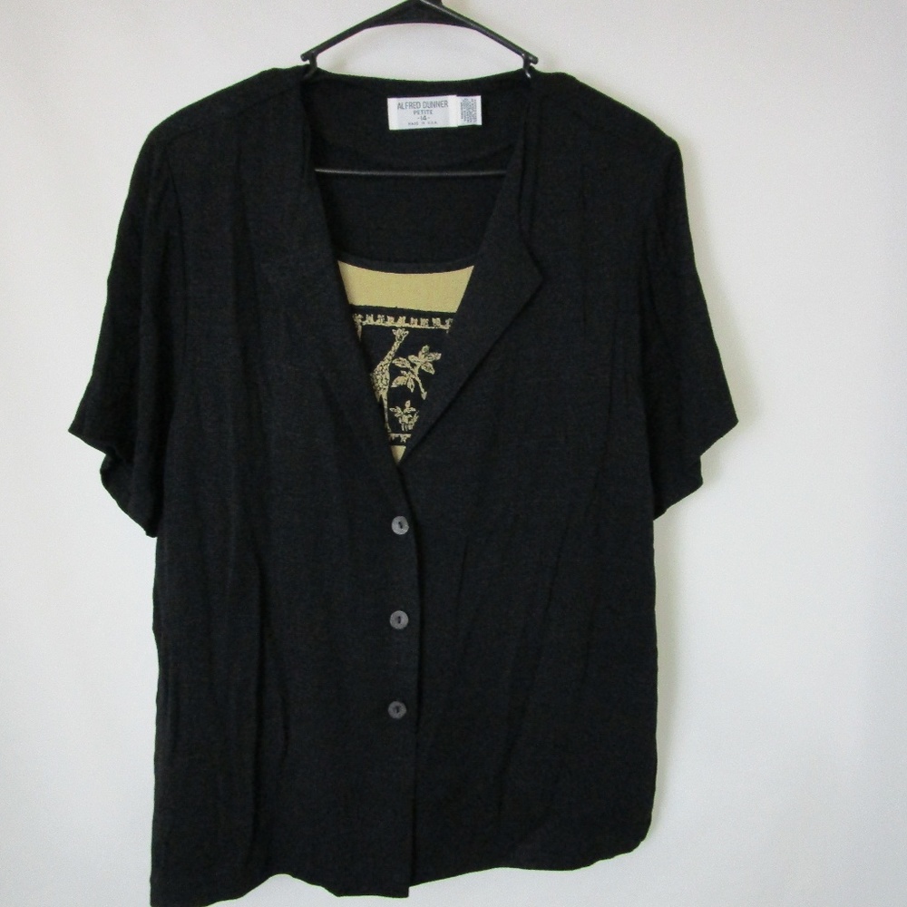 Alfred Dunner Women's 2-In-1 Black Cardigan